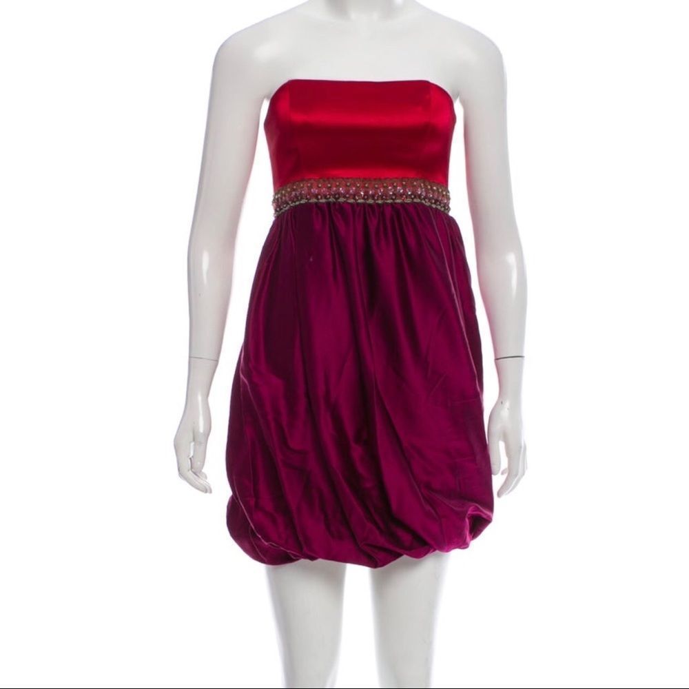 Maria Bianca Nero Strapless Silk Bubble Mini Dress